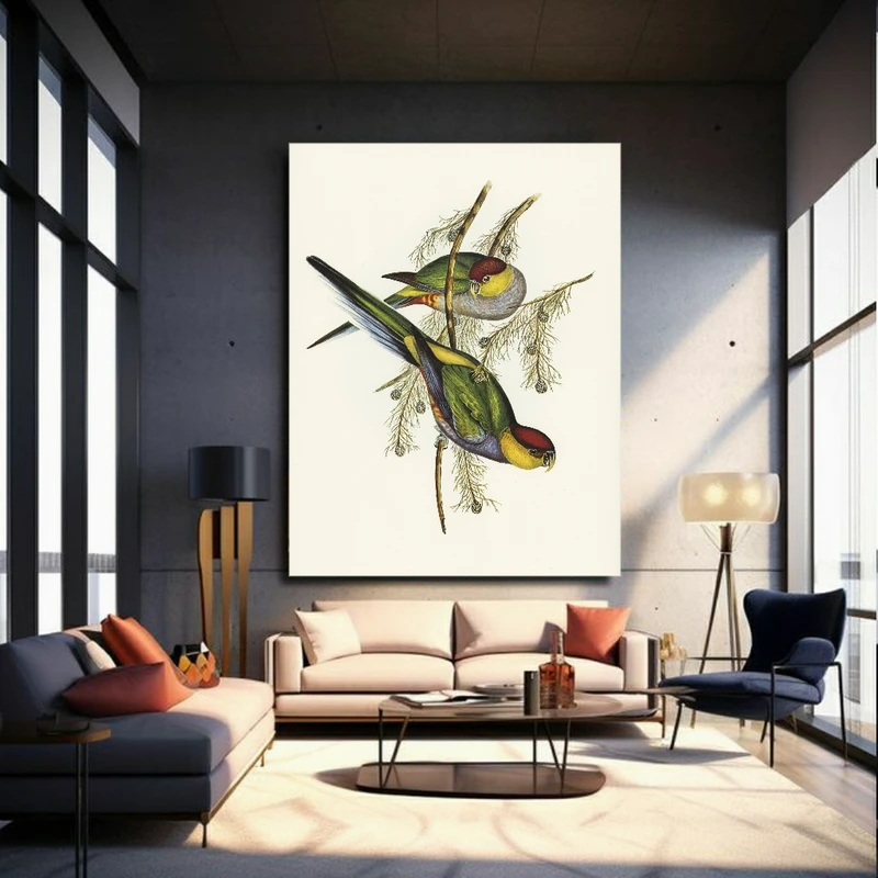 پوستر مدل بک لایت طرح نقاشی آبرنگی طوطی کد BK1145