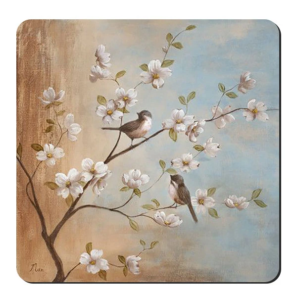  زیر لیوانی طرح پرنده ها و شکوفه ها کد nzl502