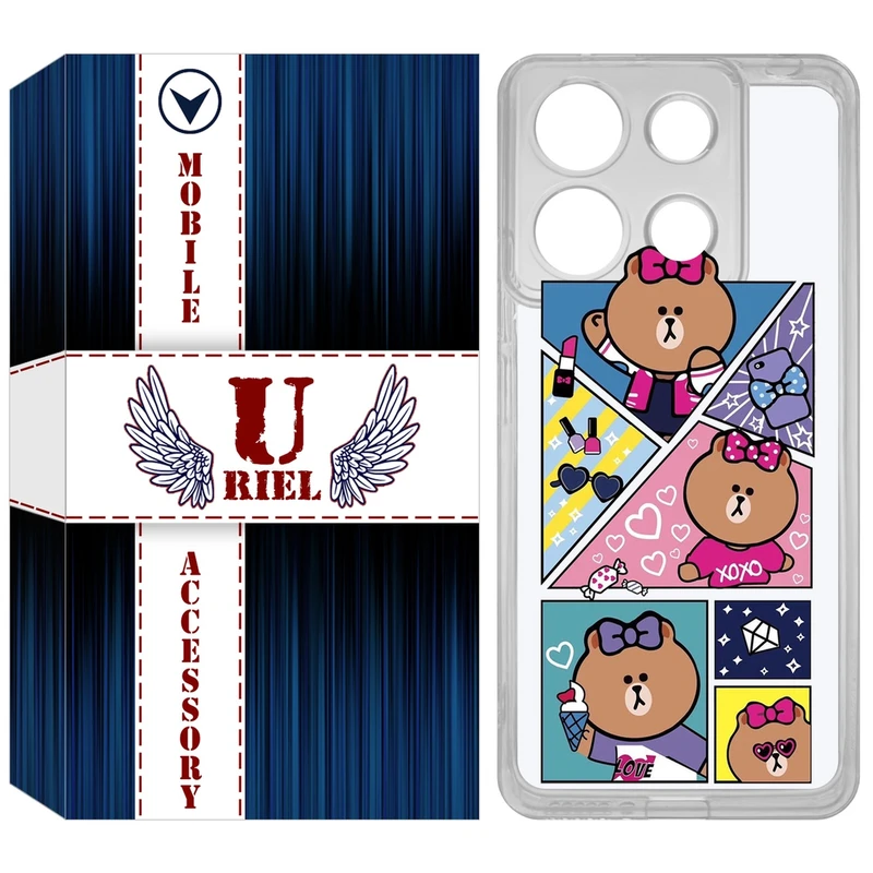 کاور یوریل مدل Clear کد 13 طرح Brown مناسب برای گوشی موبایل شیائومی Redmi Note 13 4G