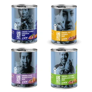 کنسرو غذای گربه بالغ یو اس پت مدل پریمیوم میکس مرغ بسته 4 عددی