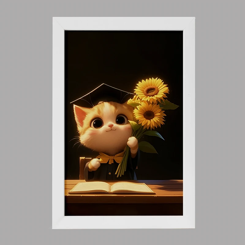 تابلو خندالو مدل گربه فارغ التحصیل کد F7257