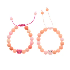 دستبند دخترانه دلنار گالری مدل حیوانات بامزه بسته 2 عددی