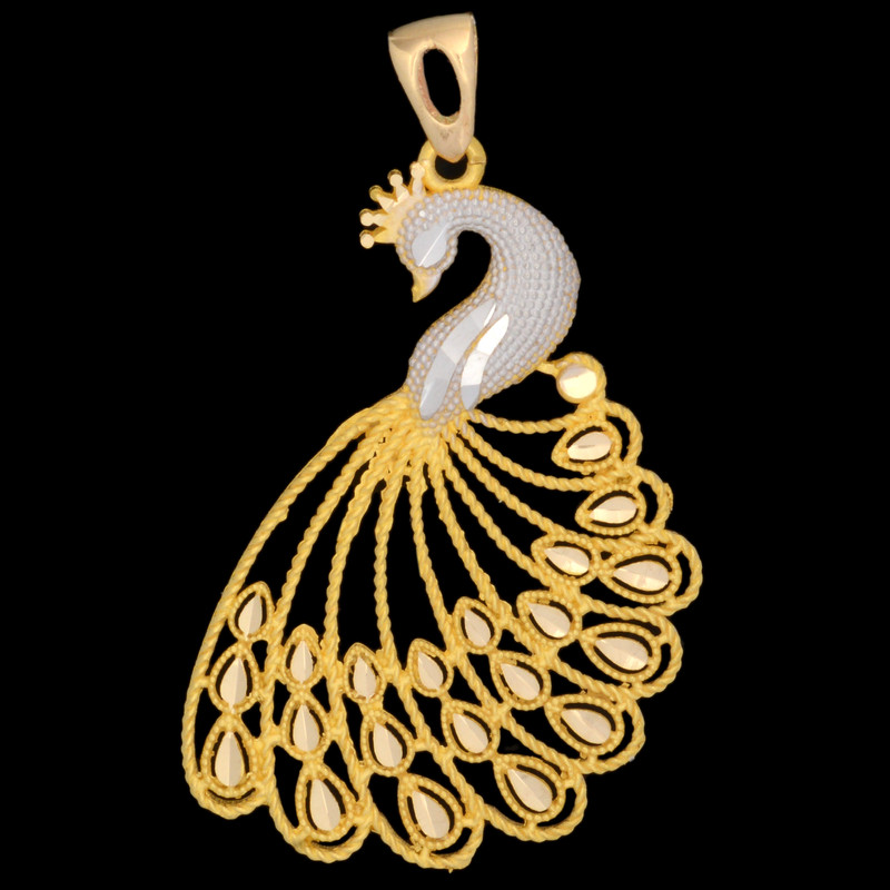 آویز گردنبند طلا 18 عیار زنانه طلای مستجابی مدل طاووس کد 2602