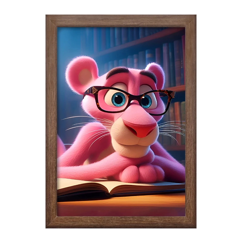 تابلو خندالو طرح پلنگ صورتی کد F6254