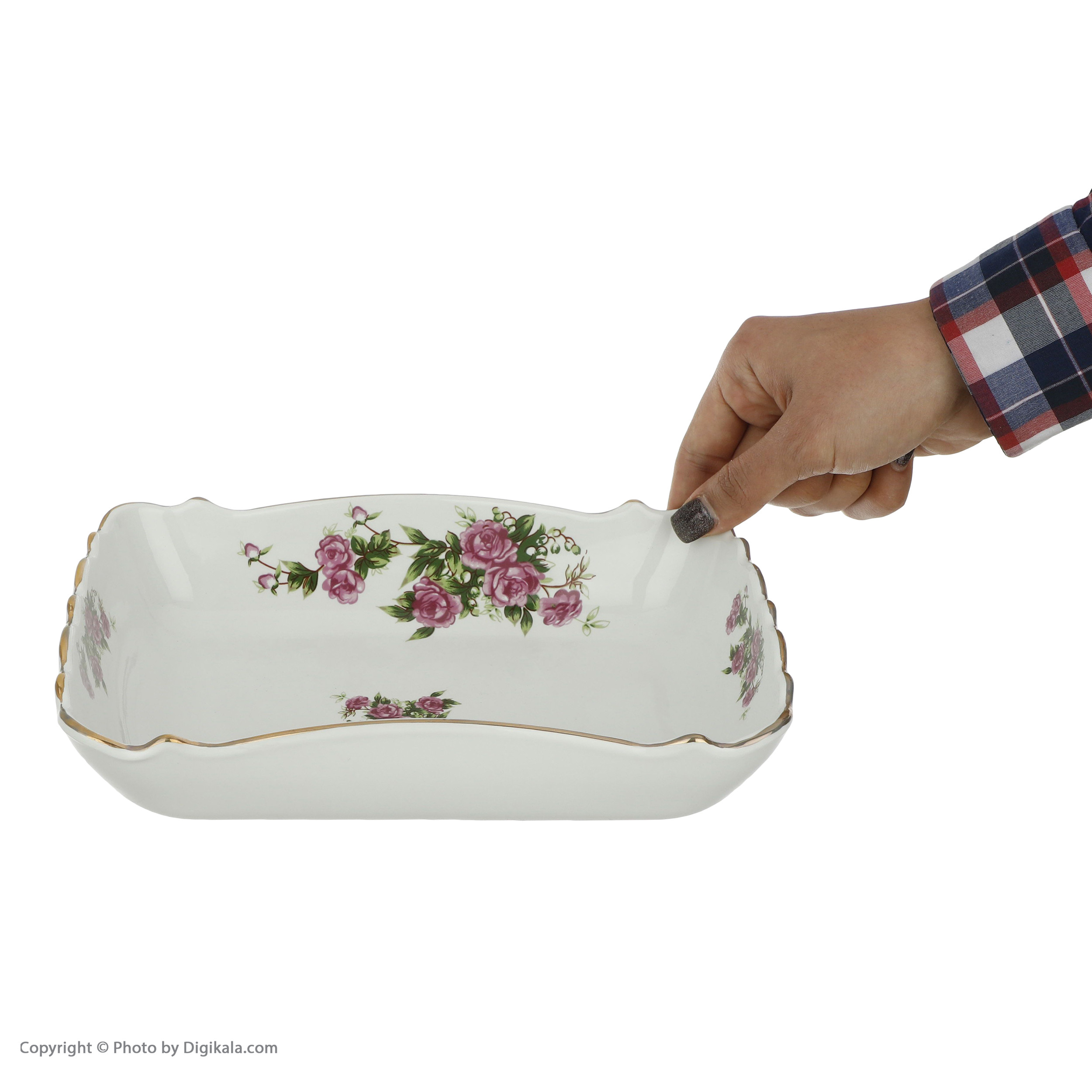 ظرف سرو لمونژ طرح گل سرخ