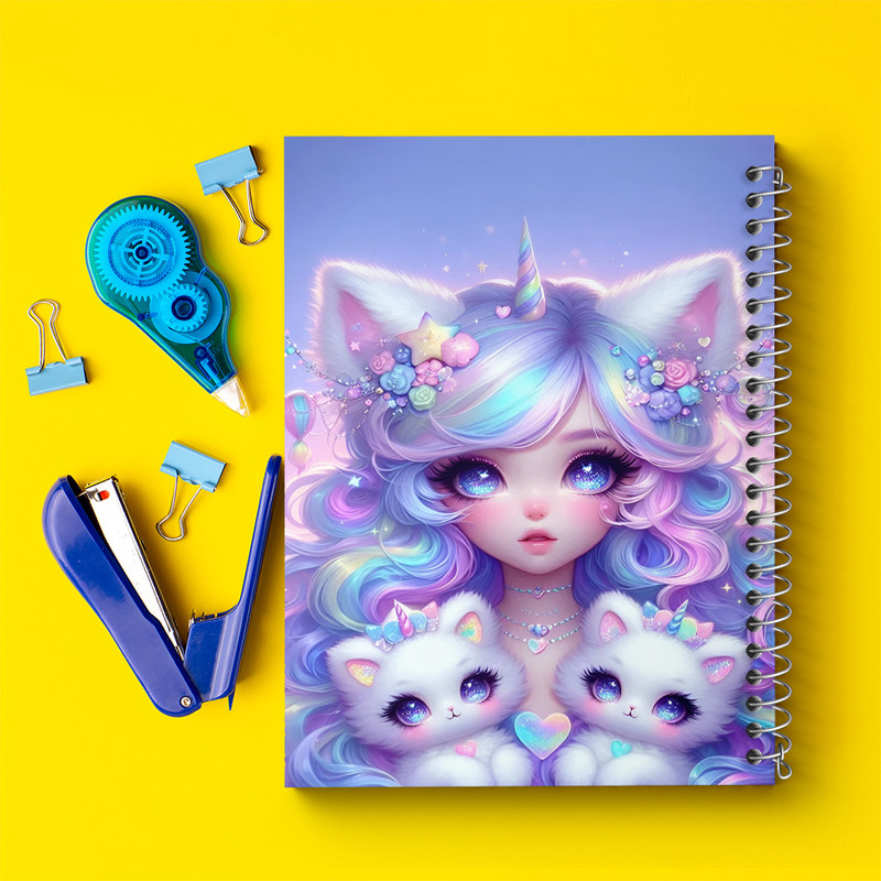 دفتر مشق 100 برگ خندالو طرح دخترانه کیوت کد F6064