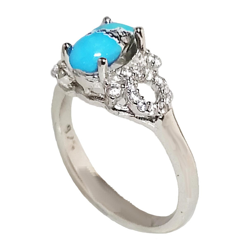 انگشتر نقره زنانه مدل فیروزه نیشابور FW3078 انگشتر نقره زنانه مدل فیروزه نیشابور FW3078