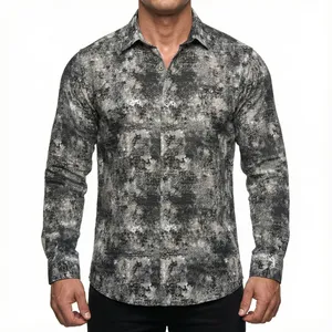 پیراهن آستین بلند یقه ایستاده مردانه مدل rts25