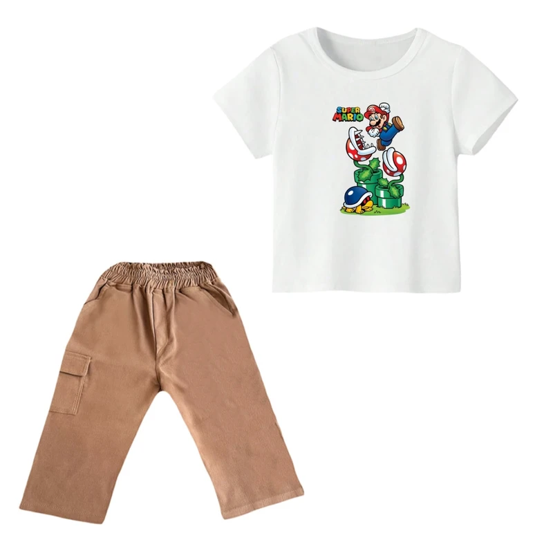 ست تی شرت و شلوارک پسرانه مدل ماریو کد ۳