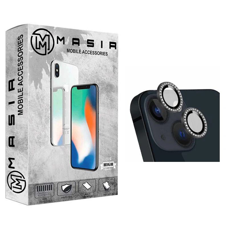 محافظ لنز دوربین مسیر مدل رینگی نگین دار مناسب برای گوشی موبایل اپل Iphone 13 / 13 mini 