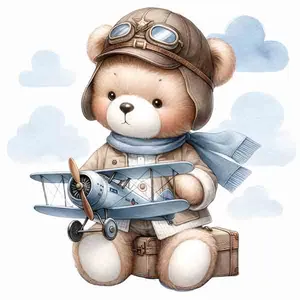 استیکر دیواری کودک راتیانا مدل aviator bear 002