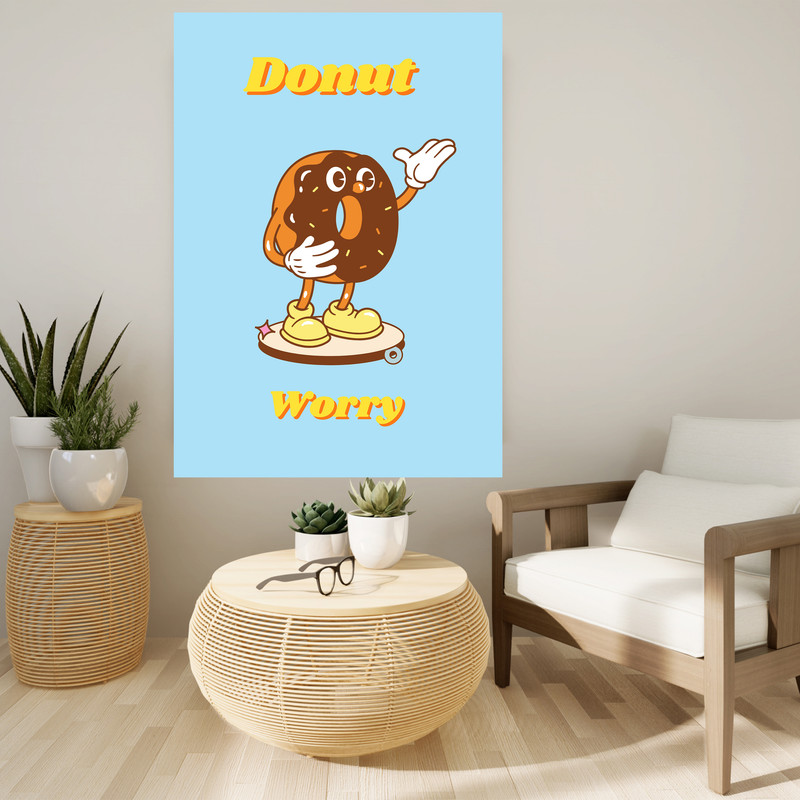 تابلو شاسی مدل انگیزشی طرح کارتونی کافی شاپ donut worry کد 1054