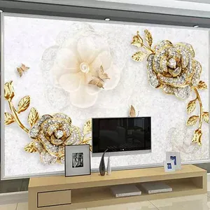 پوستر دیواری سه بعدی مدل گل های کریستالی