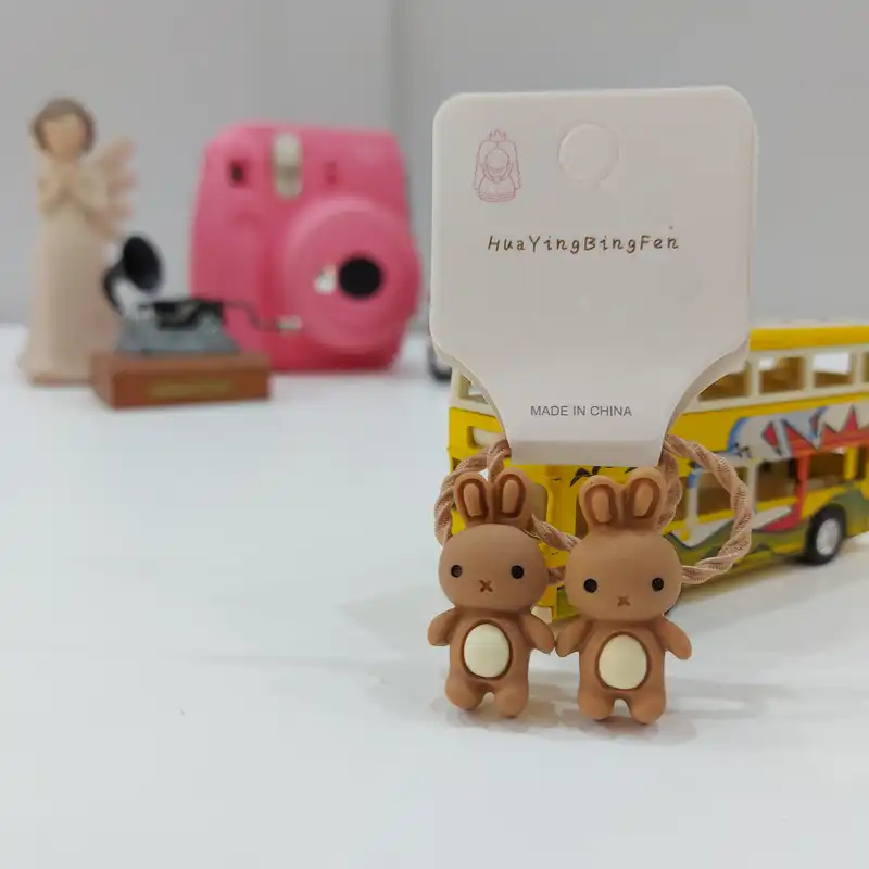 کش مو دخترانه مدل فانتزی ریز طرح خرگوشی بسته 2 عددی