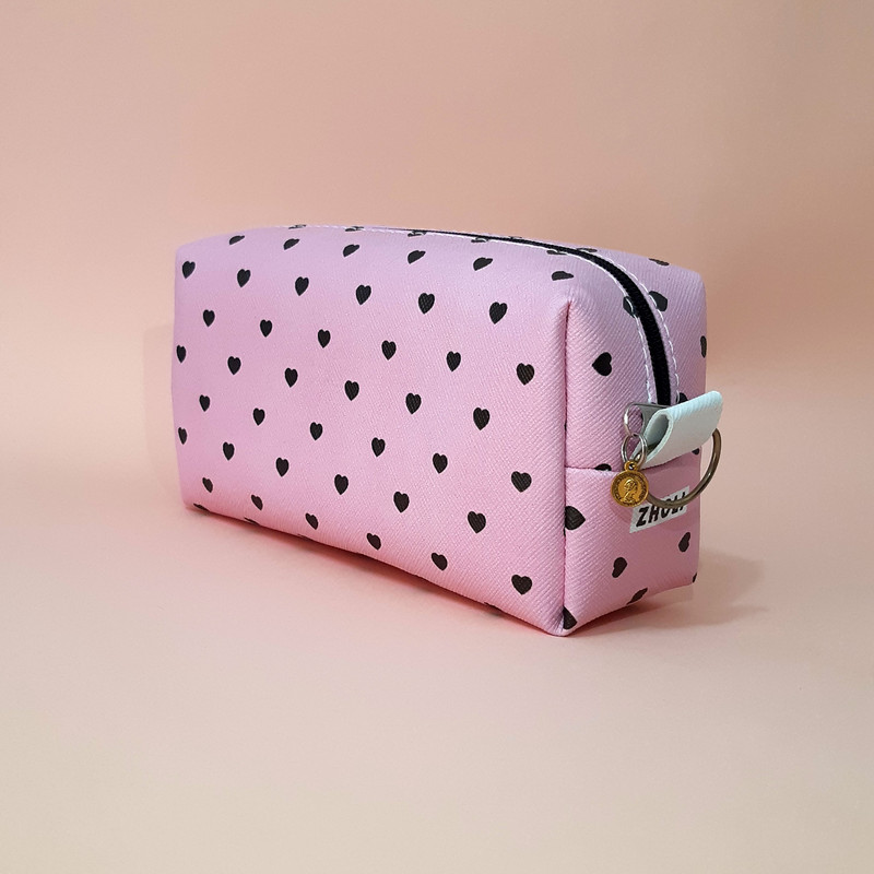 کیف لوازم آرایش زنانه طرح قلب مدل 003 مجموعه 3 عددی