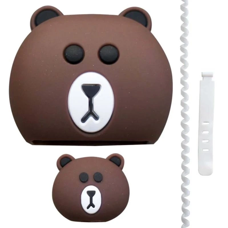 محافظ شارژر دیواری طرح تدی مدل 120 / 67 Watt به همراه محافظ کابل مجموعه 4 عددی