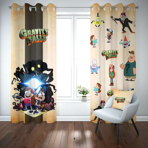 پرده کودک شمسه نگار مدل CK699  gravity falls سایز 140x280 سانتی متر