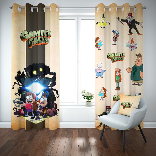 پرده کودک شمسه نگار مدل CK699  gravity falls سایز 140×280 سانتی متر پرده کودک شمسه نگار مدل CK699  gravity falls سایز 140×280 سانتی متر
