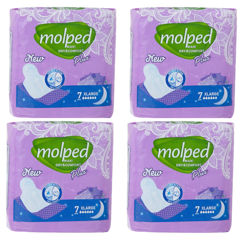 نوار بهداشتی مولپد مدل Dry & Comfort سایز خیلی بزرگ مجموعه 4 عددی