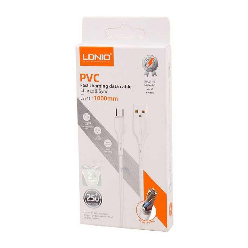 کابل تبدیل USB به microUSB الدینیو مدل LS841 طول 1 متر 