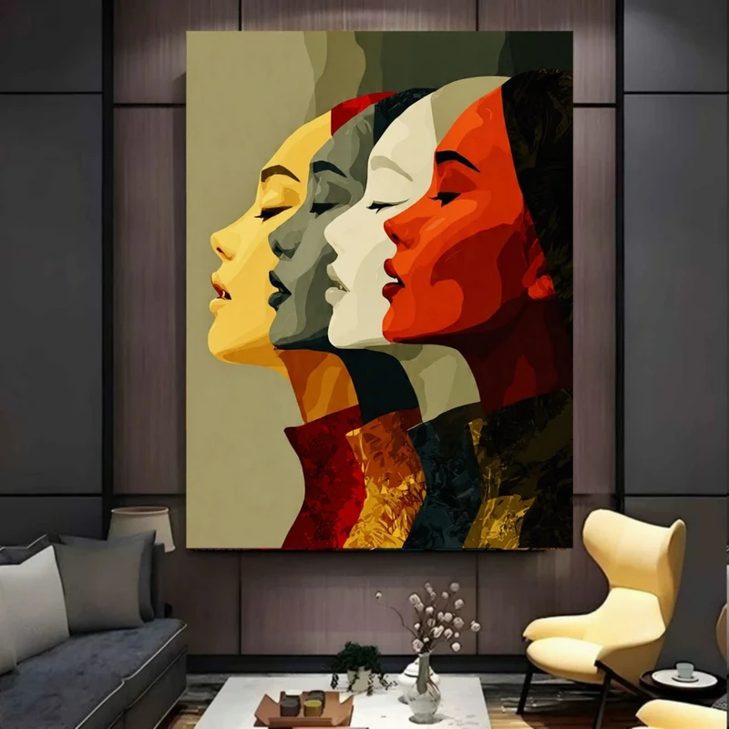 پوستر پارچه ای طرح مخمل  چهره مدل پرتره چند لایه کد PY1073