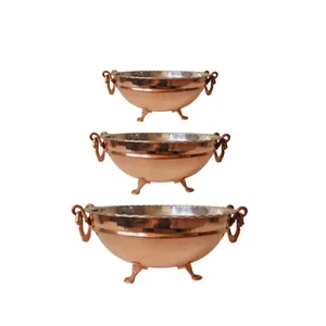 کاسه مسی مدل گوشواره‌ای مجموعه 3 عددی