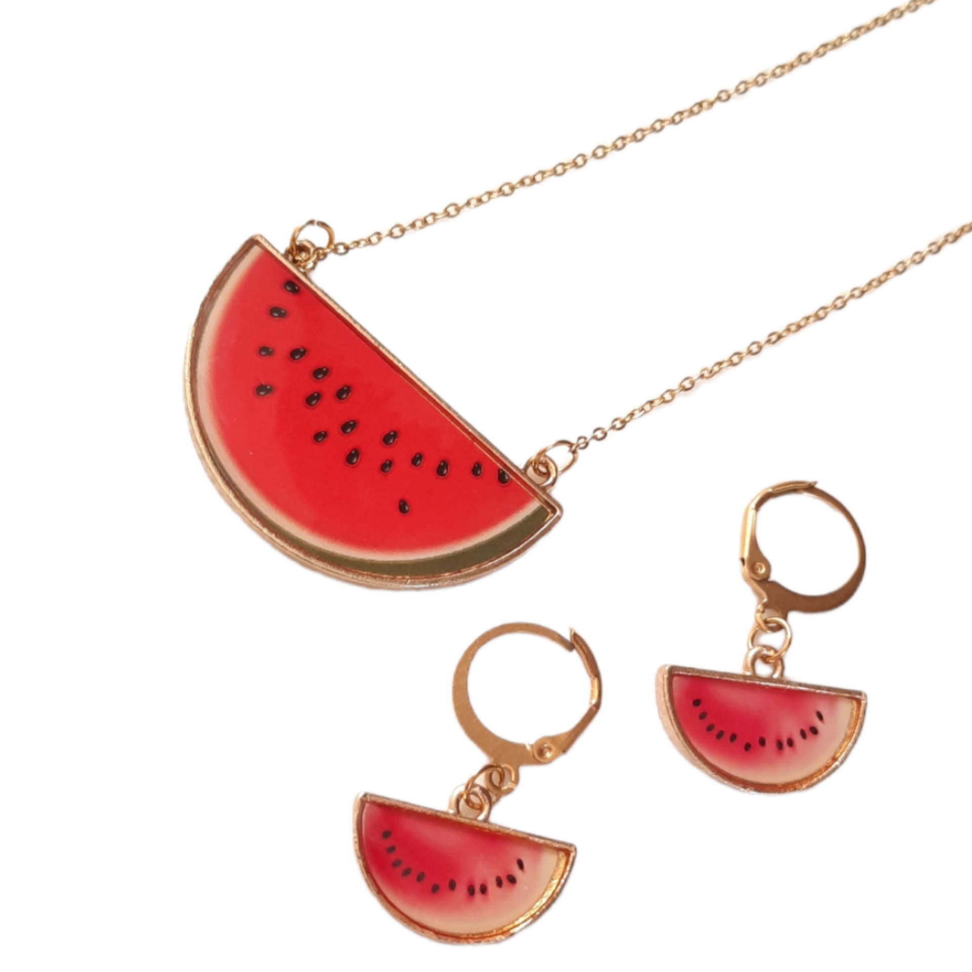 نیم ست زنانه مدل هندوانه رزینی