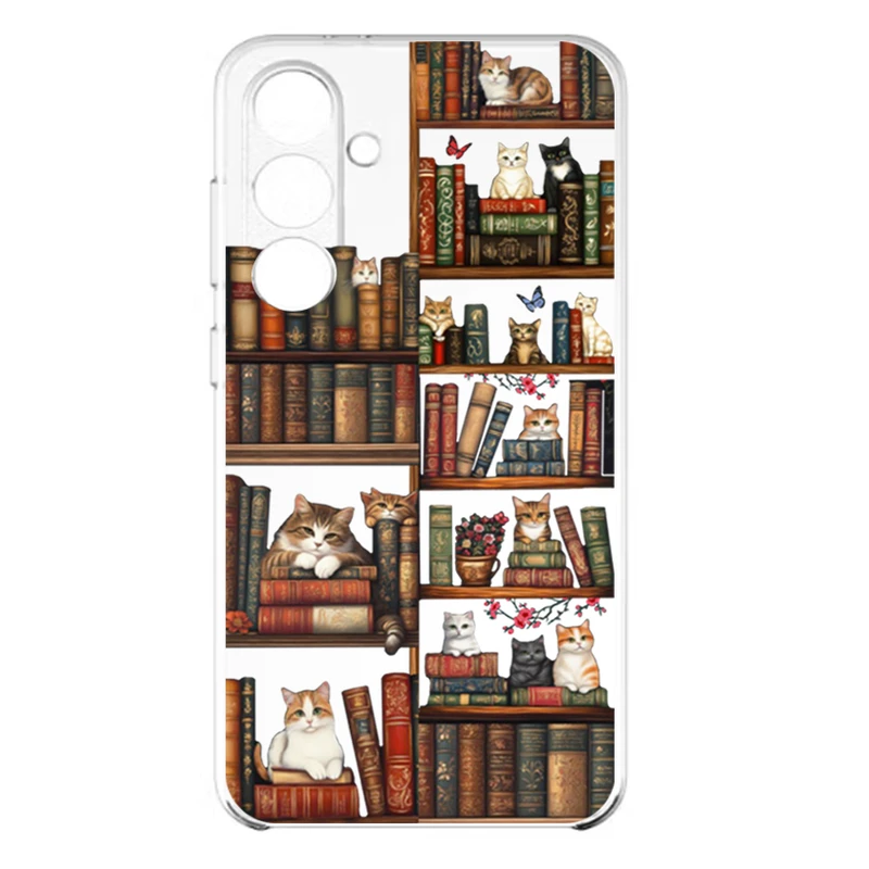 کاور طرح Cat & Books مناسب برای گوشی موبایل سامسونگ Galaxy A37