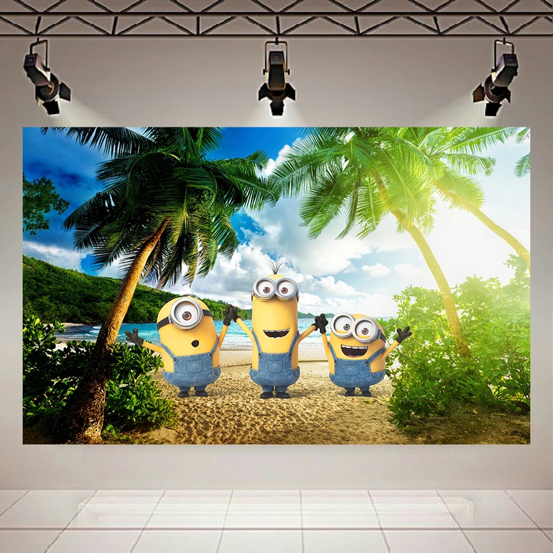 تابلو بوم طرح مینیون مدل Minions Palms کد AR2950