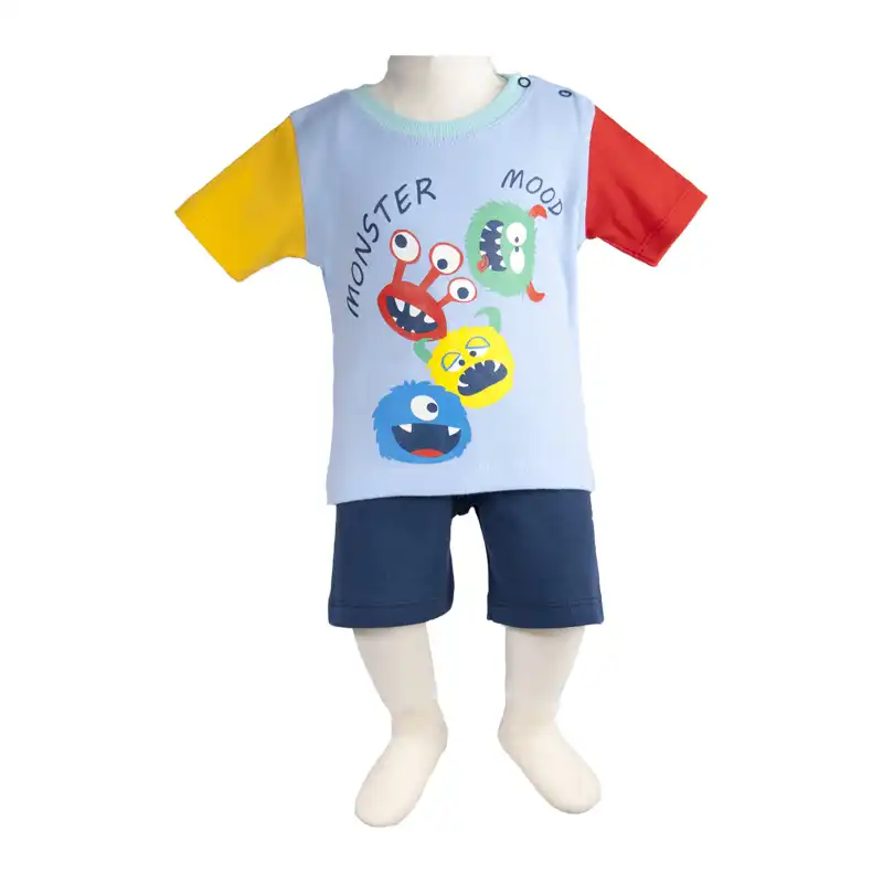 ست تی شرت و شلوارک نوزادی آدمک مدل  مانستر کد 160801