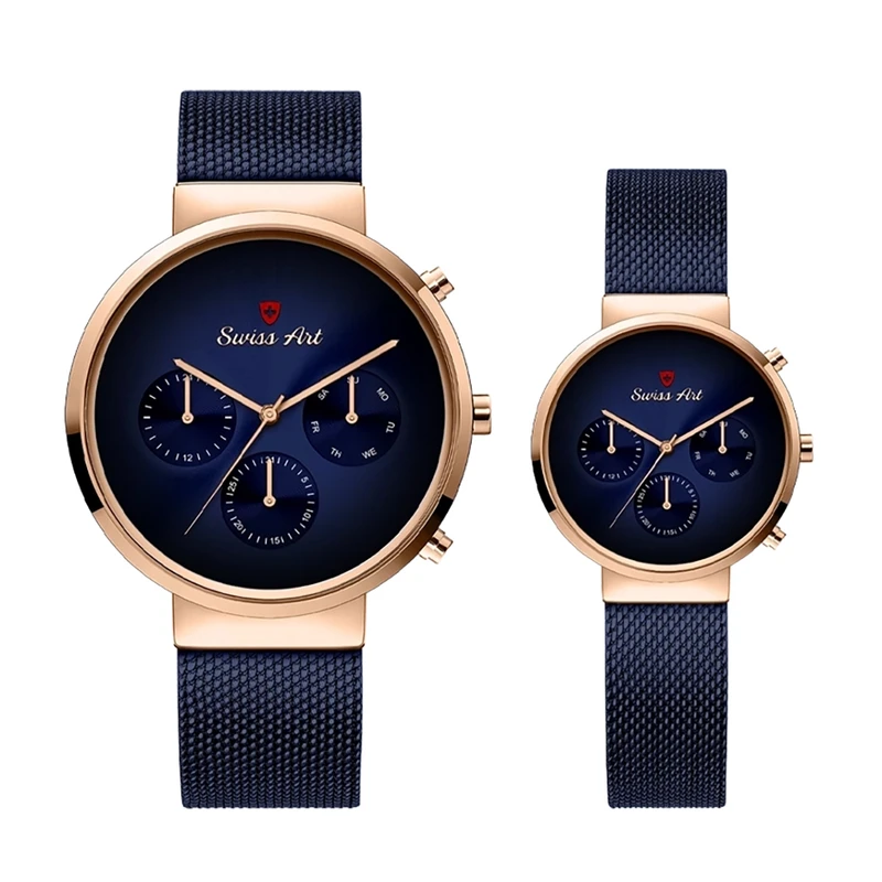 ست ساعت مچی عقربه‌ای کوارتز زنانه و مردانه سوئیس آرت مدل 920122-123BL0406