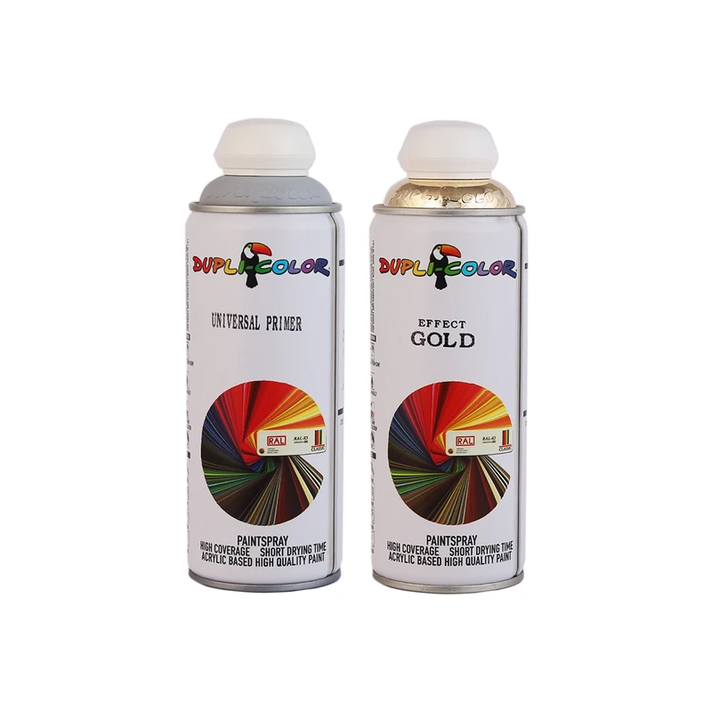 اسپری رنگ طلایی و پرایمر دوپلی کالر مدل dupli2 حجم 400 میلی لیتر مجموعه 2 عددی