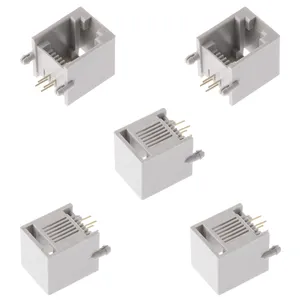 کانکتور 1 به 2 مادگی تلفن مدل 6P4C-RJ11-Right.Angle بسته 5 عددی