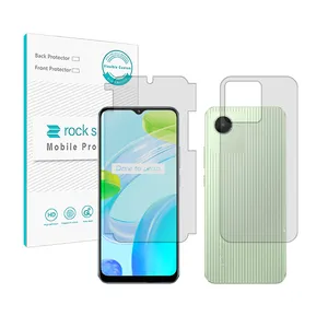 Rockspace HyGEL model transparent screen protector suitable for Realme C30 mobile phone along with the back of the phone