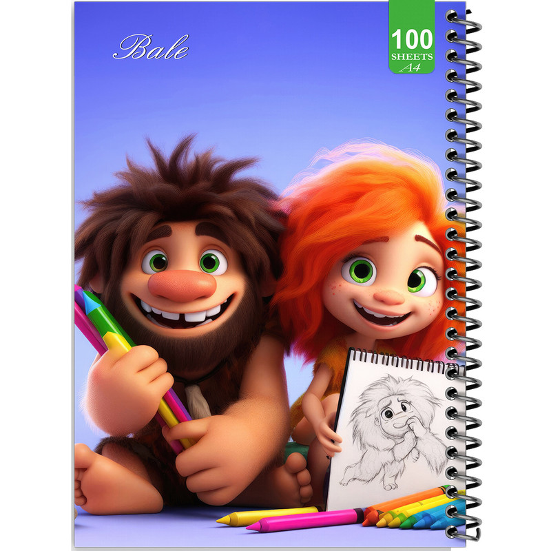 دفتر نقاشی 100 برگ بله طرح فانتزی پسرانه بچه های نخستین کد A4-N19