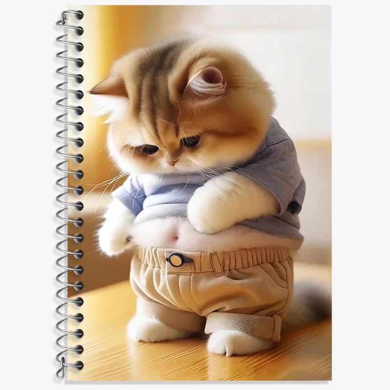 دفتر زبان 50 برگ خندالو مدل سه خط طرح گربه کیوت کد N4835