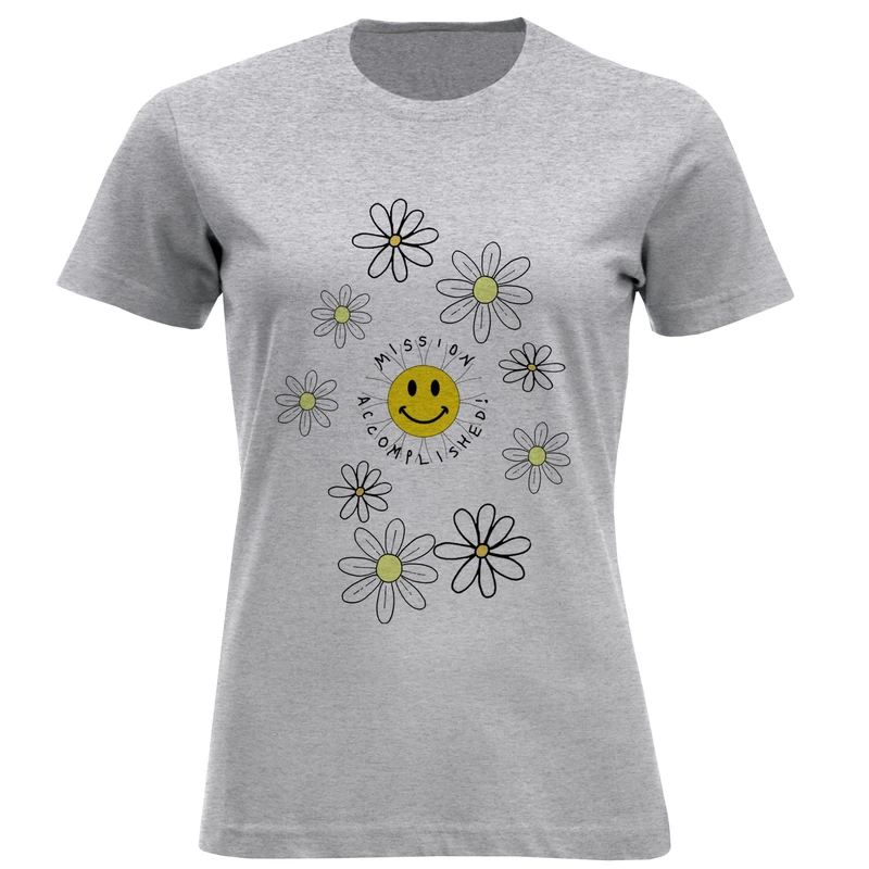 تی شرت آستین کوتاه زنانه مدل گل بابونه D658