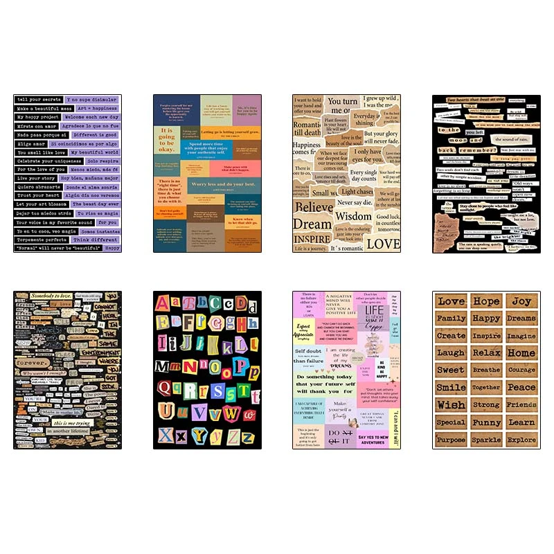 پوستر کارنيکا طرح متون انگلیسی English word کد 23486 مجموعه 8 عددی