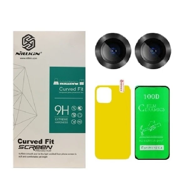 محافظ صفحه نمایش سرامیکی مدل 2CRN مناسب برای گوشی موبایل اپل iPhone 12 به همراه محافظ پشت گوشی و محافظ لنز دوربین