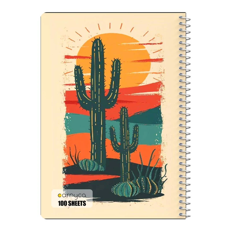 دفتر شطرنجی 100 برگ سیمی کارنیکا طرح کاکتوس cactus کد 42624