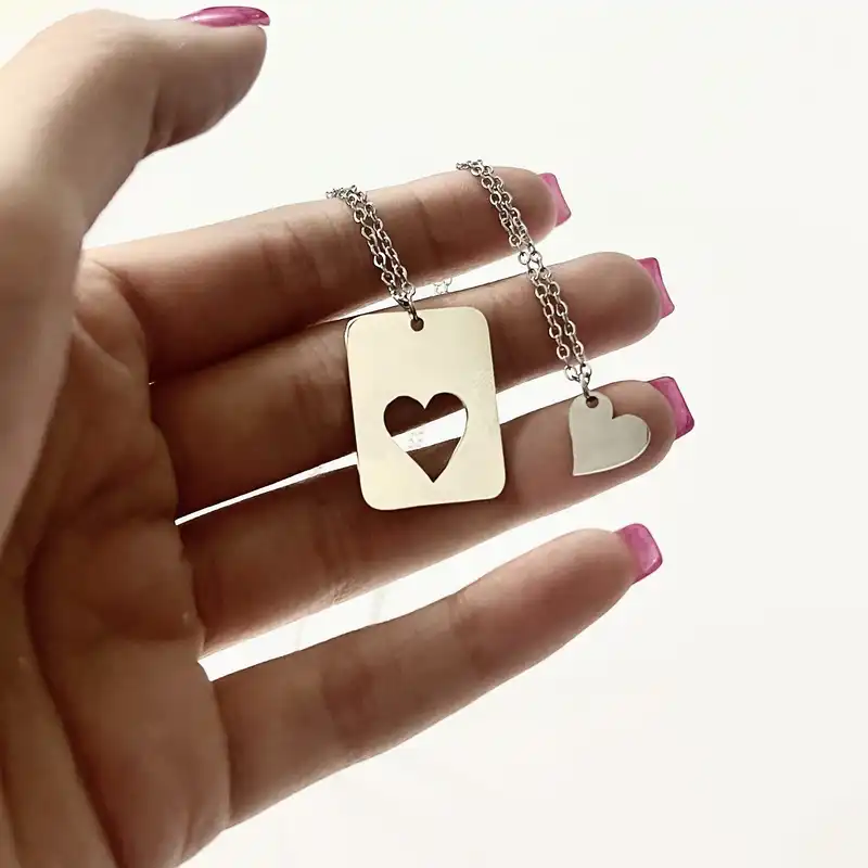 گردنبند مدل قلب مکمل  بسته دو عددی