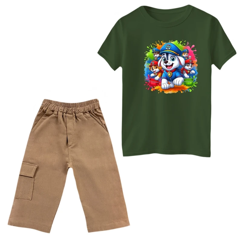 ست تی‌شرت و شلوارک پسرانه مدل سگ های نگهبان