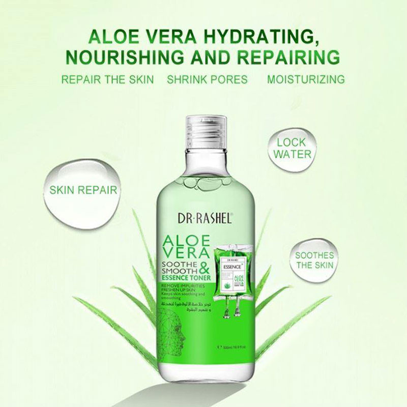 تونر پاک کننده صورت دکتر راشل مدل aloe vera حجم 500 میلی لیتر