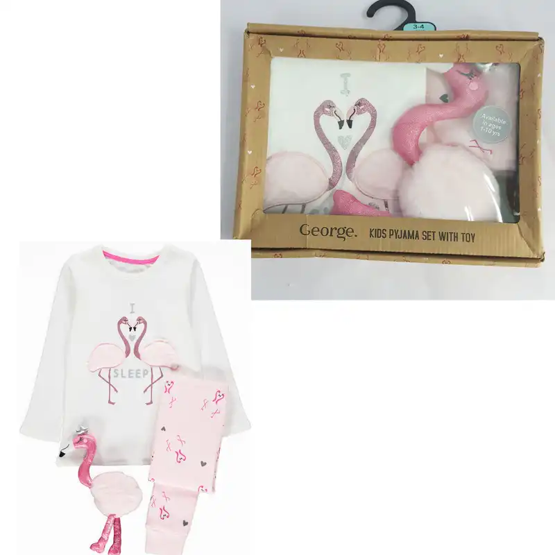 ست تی شرت و شلوار دخترانه جورج مدل flamingoo-01