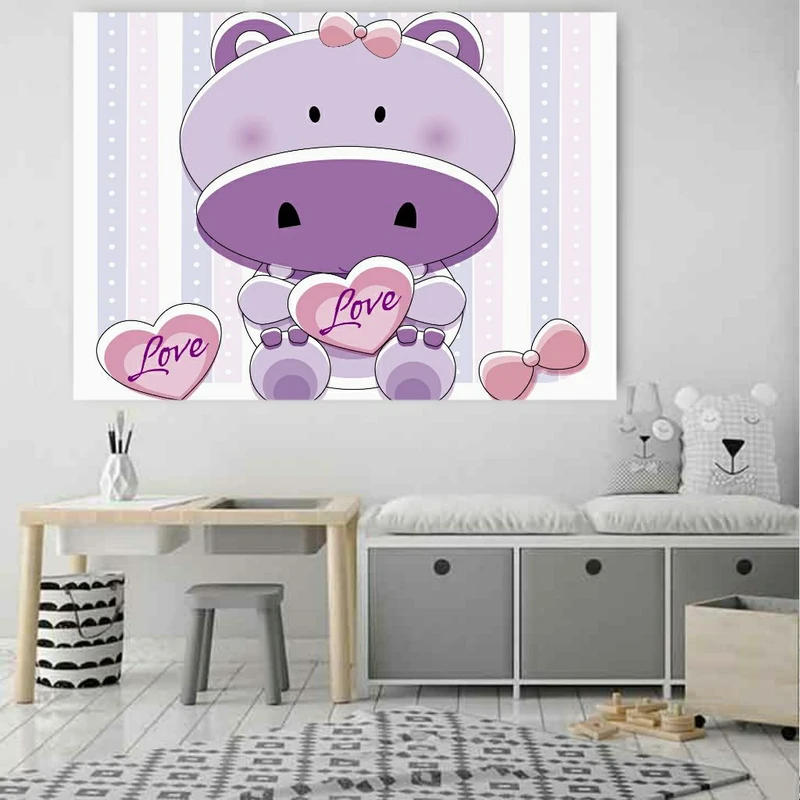 استیکر دیواری طرح اتاق کودک مدل گاو بنفش کد SD7152