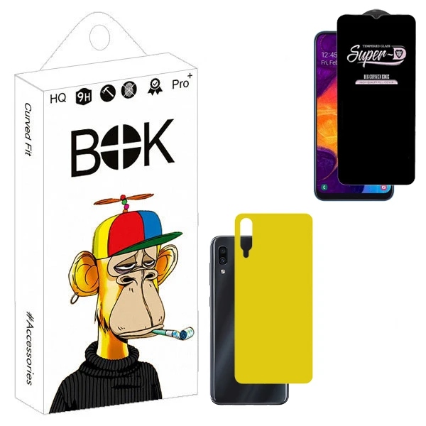 محافظ صفحه نمایش بوک مدل SuperD Guard مناسب برای گوشی موبایل سامسونگ galaxy a30 به همراه محافظ پشت گوشی