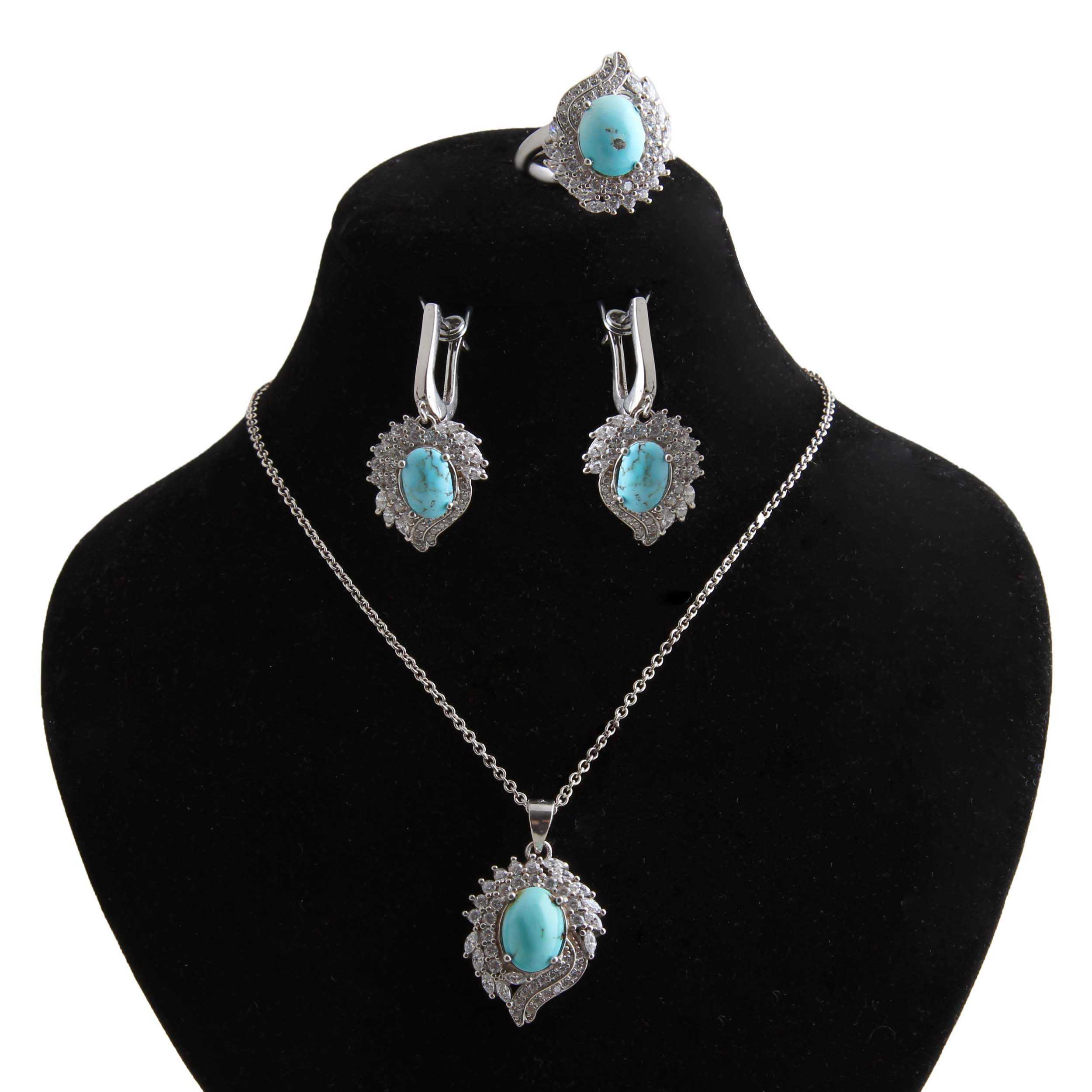 نیم ست نقره زنانه بازرگانی میلادی کد NTR_327