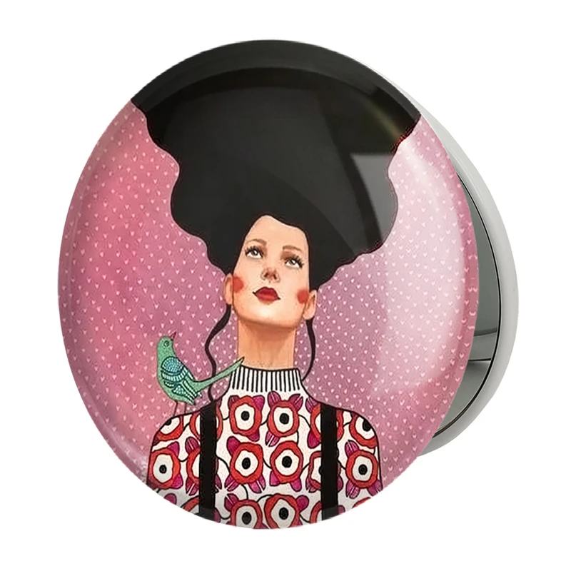 آینه جیبی خندالو طرح دخترونه مدل تاشو کد 6139 