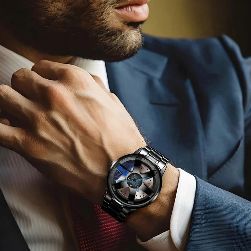 ساعت مچی عقربه‌ای مردانه کوارتز مدل رینگی چرخان کد 04