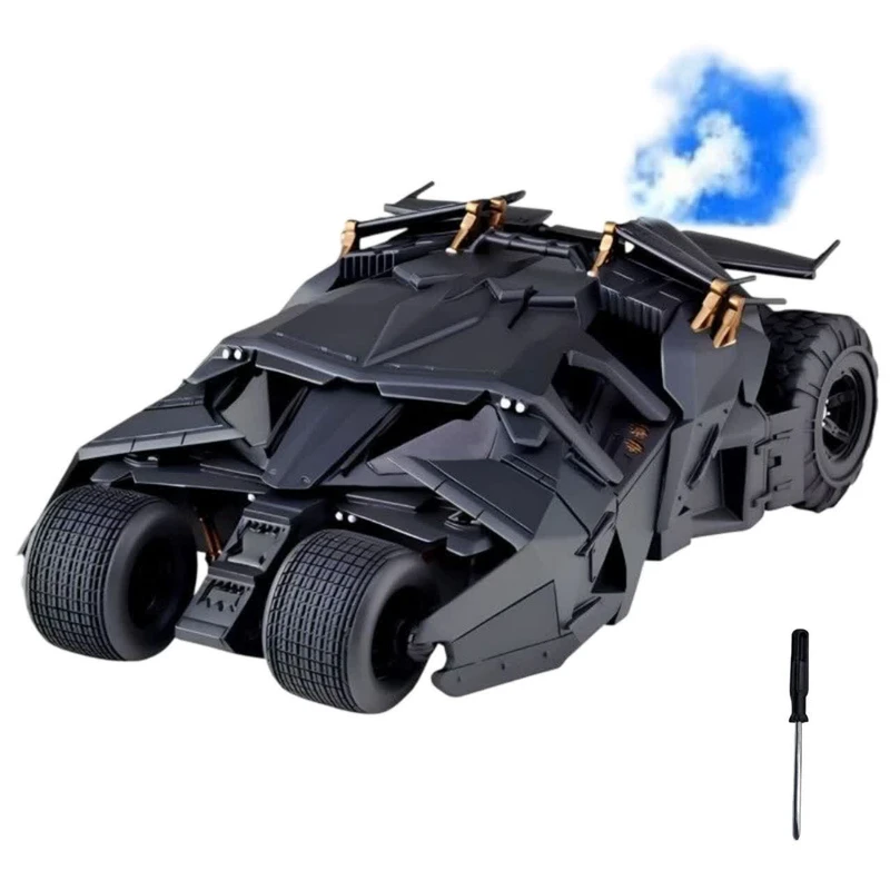 ماکت ماشین بتموبیل تامبلر دودزا فلزی موزیکال چراغدار کد SPRAY  DIECAST 1:24 BATMOBILE TUMBLER به همراه آچار 